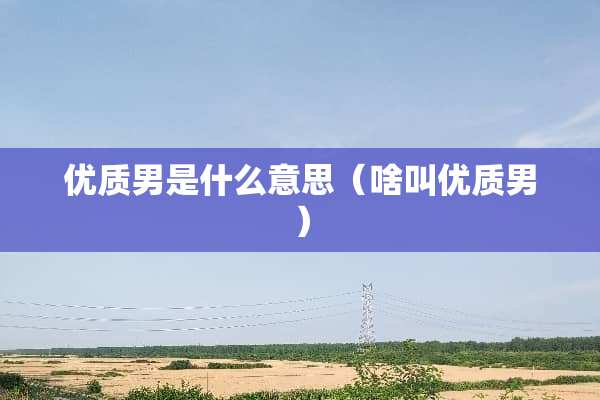 优质男是什么意思（啥叫优质男）