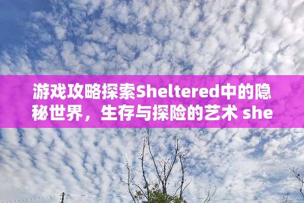 游戏攻略探索Sheltered中的隐秘世界,生存与探险的艺术 sheltered攻略 游戏攻略探索Sheltered中的隐秘世界,生存与探险的艺术 sheltered攻略