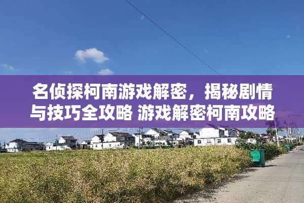 名侦探柯南游戏解密,揭秘剧情与技巧全攻略 游戏解密柯南攻略 名侦探柯南游戏解密,揭秘剧情与技巧全攻略 游戏解密柯南攻略
