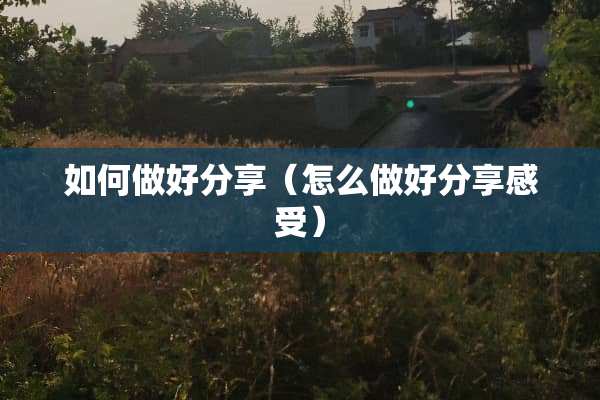 如何做好分享（怎么做好分享感受）