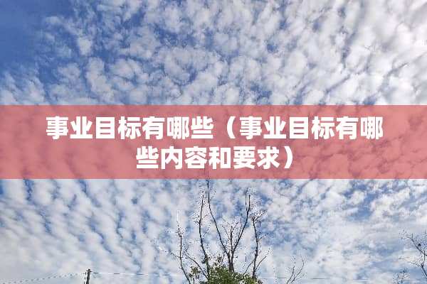事业目标有哪些(事业目标有哪些内容和要求) 事业目标有哪些(事业目标有哪些内容和要求)