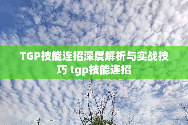 TGP技能连招深度解析与实战技巧 tgp技能连招 TGP技能连招深度解析与实战技巧 tgp技能连招
