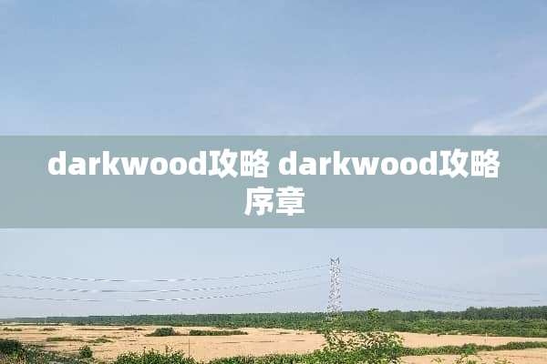 darkwood攻略 darkwood攻略序章