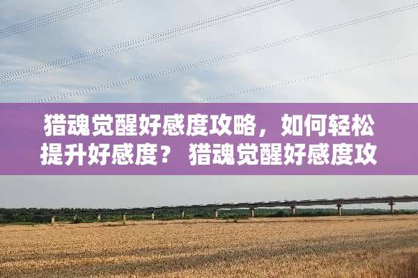 猎魂觉醒好感度攻略，如何轻松提升好感度？ 猎魂觉醒好感度攻略