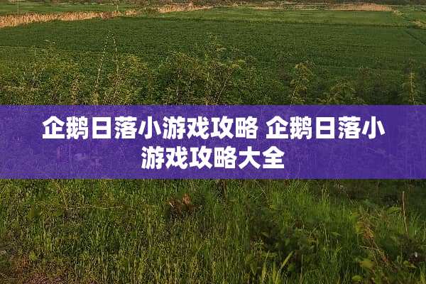 企鹅日落小游戏攻略 企鹅日落小游戏攻略大全 企鹅日落小游戏攻略 企鹅日落小游戏攻略大全