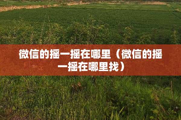 微信的摇一摇在哪里(微信的摇一摇在***) 微信的摇一摇在哪里(微信的摇一摇在***)