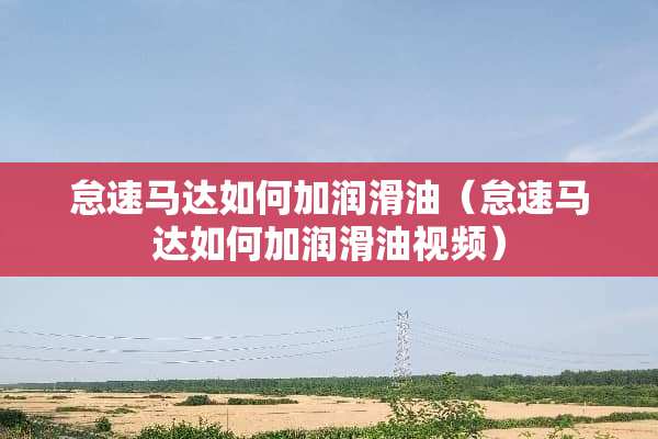 怠速马达如何加润滑油（怠速马达如何加润滑油视频）