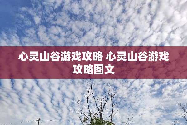 心灵山谷游戏攻略 心灵山谷游戏攻略图文