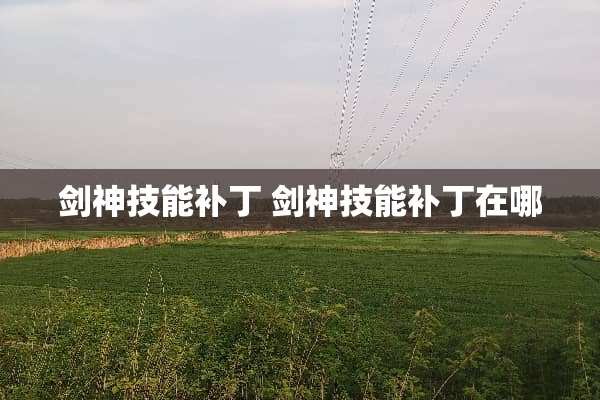 剑神技能补丁 剑神技能补丁在哪