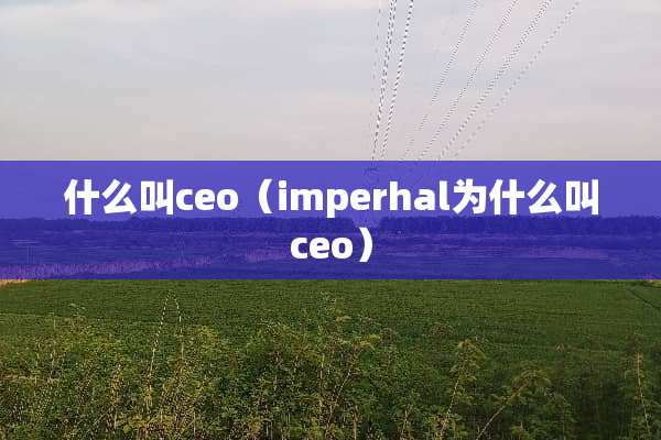 什么叫ceo(imperhal为什么叫ceo) 什么叫ceo(imperhal为什么叫ceo)