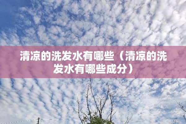 清凉的洗发水有哪些（清凉的洗发水有哪些成分）