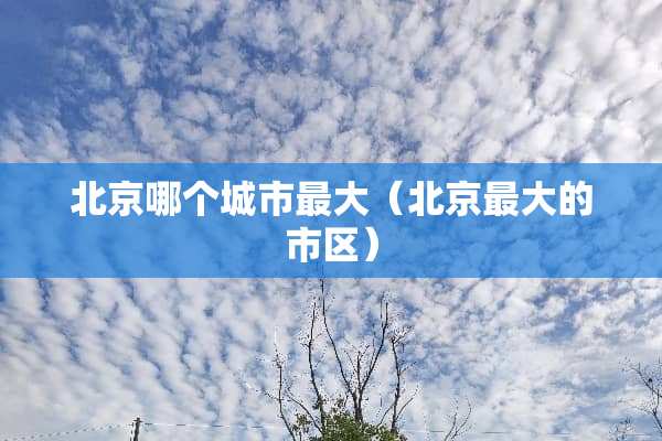 北京哪个城市最大(北京最大的市区)