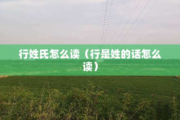 行姓氏怎么读(行是姓的话怎么读) 行姓氏怎么读(行是姓的话怎么读)