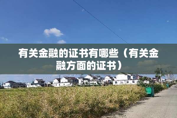 有关金融的证书有哪些（有关金融方面的证书）