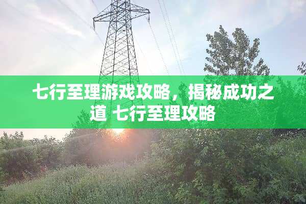 七行至理游戏攻略,揭秘成功之道 七行至理攻略 七行至理游戏攻略,揭秘成功之道 七行至理攻略