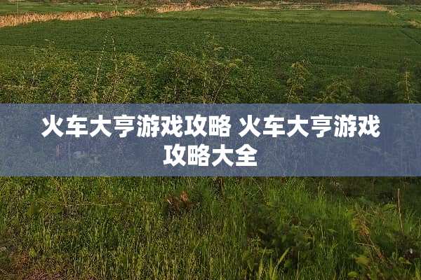 火车大亨游戏攻略 火车大亨游戏攻略大全