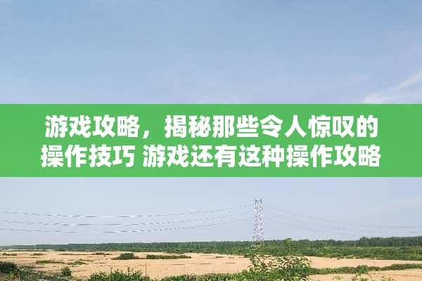 游戏攻略，揭秘那些令人惊叹的操作技巧 游戏还有这种操作攻略