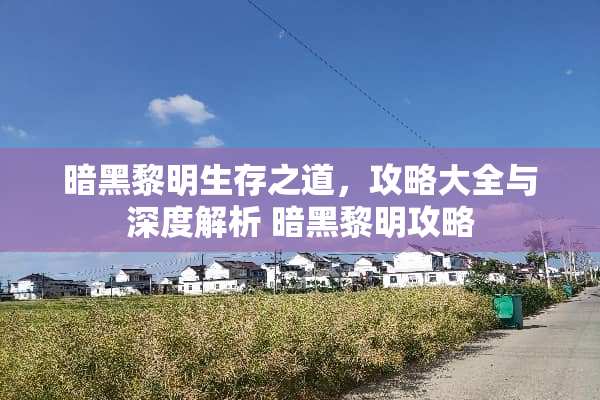 暗黑黎明生存之道，攻略大全与深度解析 暗黑黎明攻略