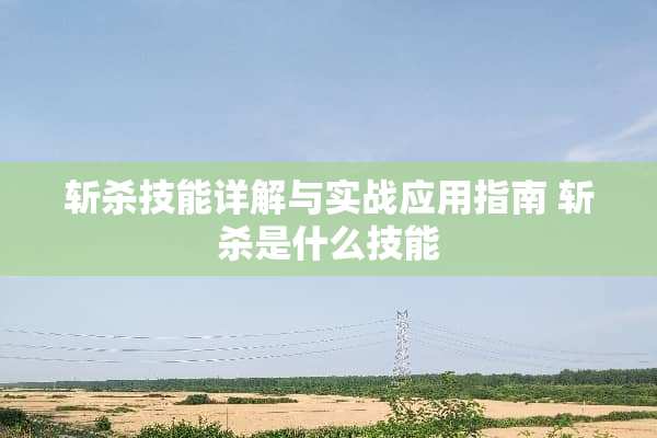 斩杀技能详解与实战应用指南 斩杀是什么技能