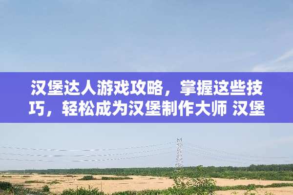 汉堡达人游戏攻略,掌握这些技巧,轻松成为汉堡制作大师 汉堡达人小游戏攻略 汉堡达人游戏攻略,掌握这些技巧,轻松成为汉堡制作大师 汉堡达人小游戏攻略