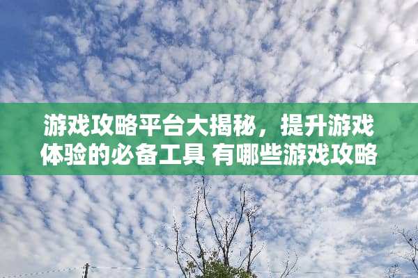 游戏攻略平台大揭秘，提升游戏体验的必备工具 有哪些游戏攻略的平台
