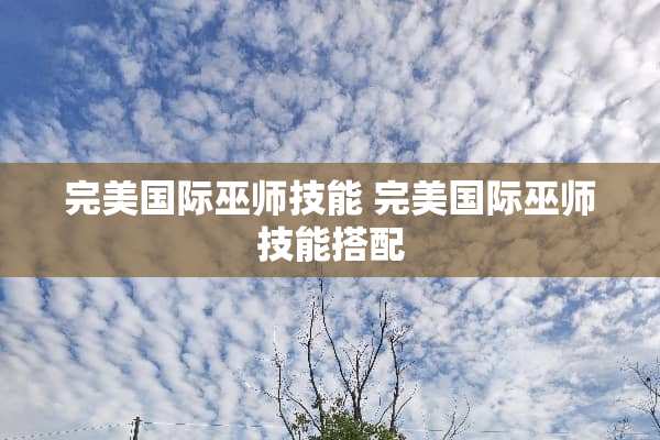 完美国际巫师技能 完美国际巫师技能搭配 完美国际巫师技能 完美国际巫师技能搭配