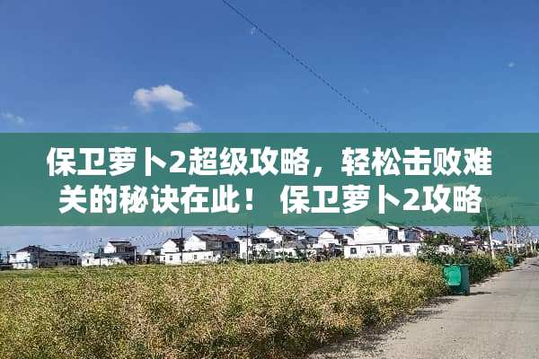 保卫萝卜2超级攻略,轻松击败难关的秘诀在此! 保卫萝卜2攻略74 保卫萝卜2超级攻略,轻松击败难关的秘诀在此! 保卫萝卜2攻略74