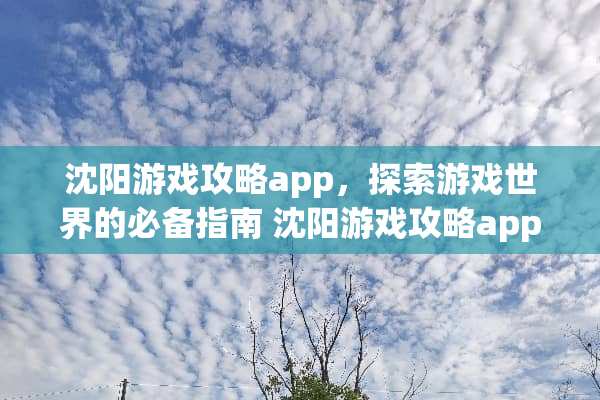沈阳游戏攻略app,探索游戏世界的必备指南 沈阳游戏攻略app 沈阳游戏攻略app,探索游戏世界的必备指南 沈阳游戏攻略app