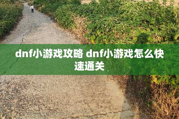 dnf小游戏攻略 dnf小游戏怎么快速通关