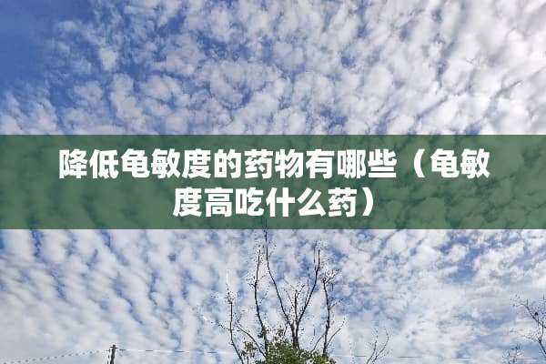 降低龟敏度的药物有哪些（龟敏度高吃什么药）