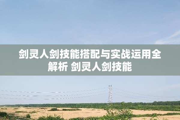剑灵人剑技能搭配与实战运用全解析 剑灵人剑技能 剑灵人剑技能搭配与实战运用全解析 剑灵人剑技能