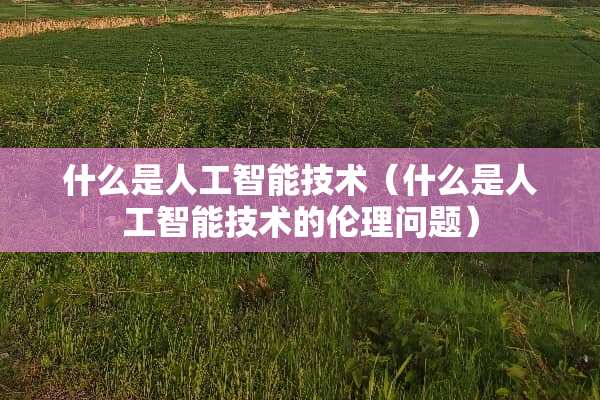什么是人工智能技术(什么是人工智能技术的伦理问题) 什么是人工智能技术(什么是人工智能技术的伦理问题)