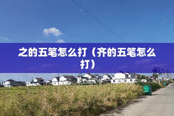 之的五笔怎么打(齐的五笔怎么打) 之的五笔怎么打(齐的五笔怎么打)