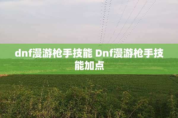 dnf漫游*手技能 Dnf漫游*手技能加点 dnf漫游*手技能 Dnf漫游*手技能加点