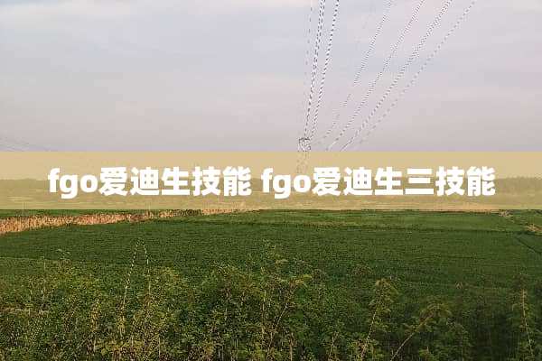 fgo爱迪生技能 fgo爱迪生三技能