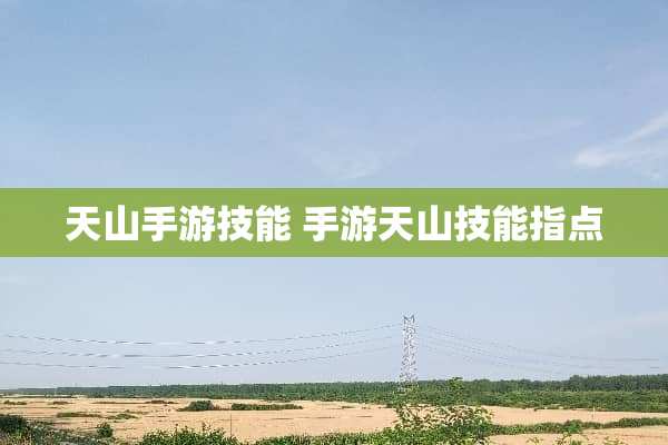 天山手游技能 手游天山技能指点 天山手游技能 手游天山技能指点