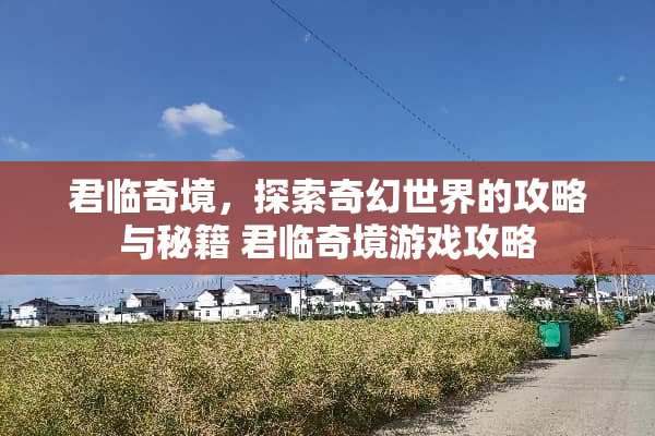 君临奇境,探索奇幻世界的攻略与秘籍 君临奇境游戏攻略 君临奇境,探索奇幻世界的攻略与秘籍 君临奇境游戏攻略