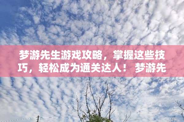 梦游先生游戏攻略,掌握这些技巧,轻松成为通关达人! 梦游先生攻略 梦游先生游戏攻略,掌握这些技巧,轻松成为通关达人! 梦游先生攻略