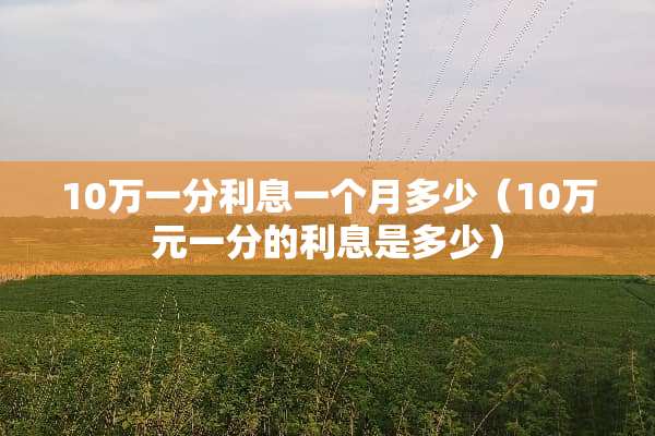 10万一分利息一个月多少(10万元一分的利息是多少) 10万一分利息一个月多少(10万元一分的利息是多少)