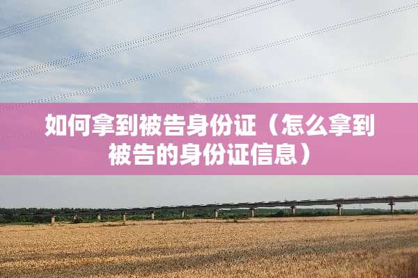 如何拿到被告身份证(怎么拿到被告的身份证信息)