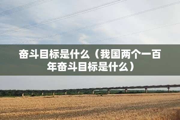 奋斗目标是什么(我国两个一百年奋斗目标是什么) 奋斗目标是什么(我国两个一百年奋斗目标是什么)