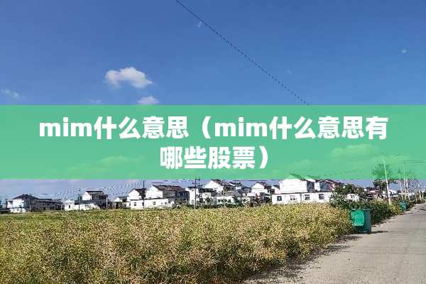 mim什么意思(mim什么意思有哪些股票) mim什么意思(mim什么意思有哪些股票)