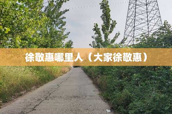 徐敬惠哪里人(大家徐敬惠) 徐敬惠哪里人(大家徐敬惠)