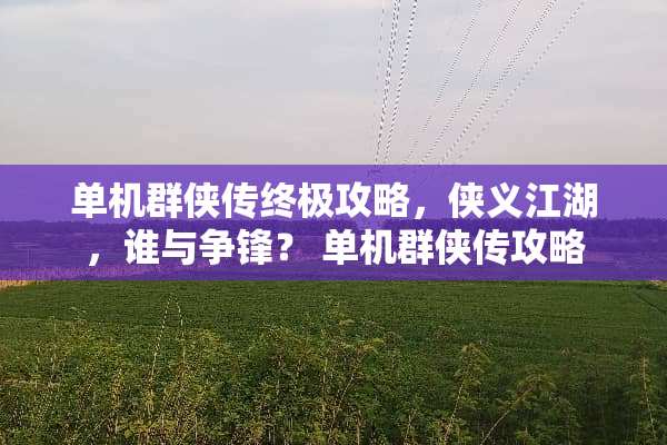 单机群侠传终极攻略,侠义江湖,谁与争锋? 单机群侠传攻略 单机群侠传终极攻略,侠义江湖,谁与争锋? 单机群侠传攻略