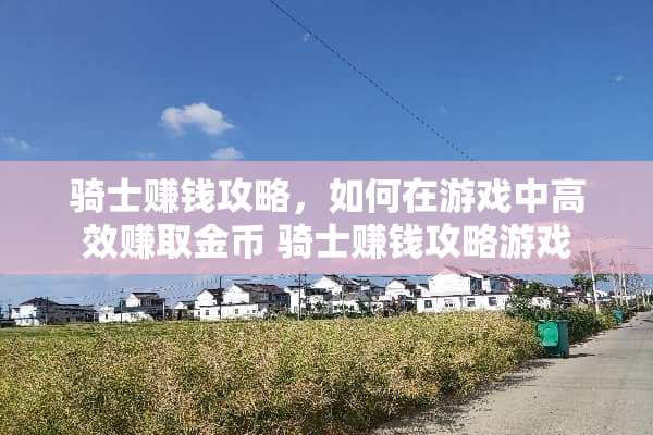 骑士赚钱攻略，如何在游戏中高效赚取金币 骑士赚钱攻略游戏