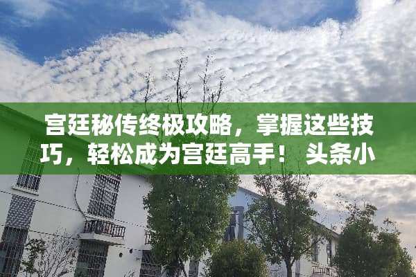 宫廷秘传终极攻略,掌握这些技巧,轻松成为宫廷高手! 头条小游戏宫廷秘传攻略 宫廷秘传终极攻略,掌握这些技巧,轻松成为宫廷高手! 头条小游戏宫廷秘传攻略