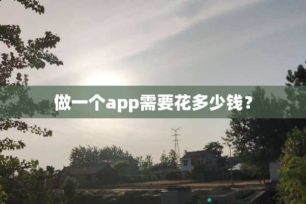 做一个app需要花多少钱？