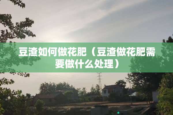 豆渣如何做花肥(豆渣做花肥需要做什么处理) 豆渣如何做花肥(豆渣做花肥需要做什么处理)