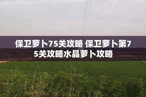保卫萝卜75关攻略 保卫萝卜第75关攻略水晶萝卜攻略