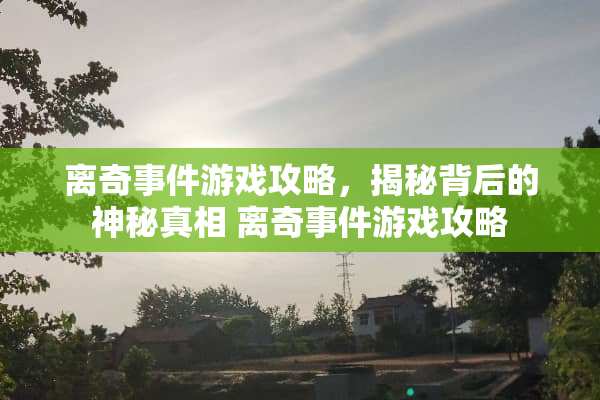 离奇事件游戏攻略，揭秘背后的神秘** 离奇事件游戏攻略
